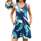Sociala Cotton V Neck Tank Dresses for Womens Built in Bra Summer Dresses with Pockets