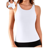 Sociala Womens Scoop Neck Seamless Tank Tops Wide Straps Cami Crop Going Out Tops Basic Cami Shirts Built-in Bra