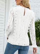 Charmo Women’s Lace Long Sleeve Blouses Tops Dressy T Shirts Loose Casual Shirts