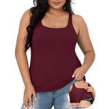 Charmo Womens Plus Size Cotton Tank Tops with Shelf Bra Adjustable Wider Strap Camisole Basic Undershirts 1X-5X