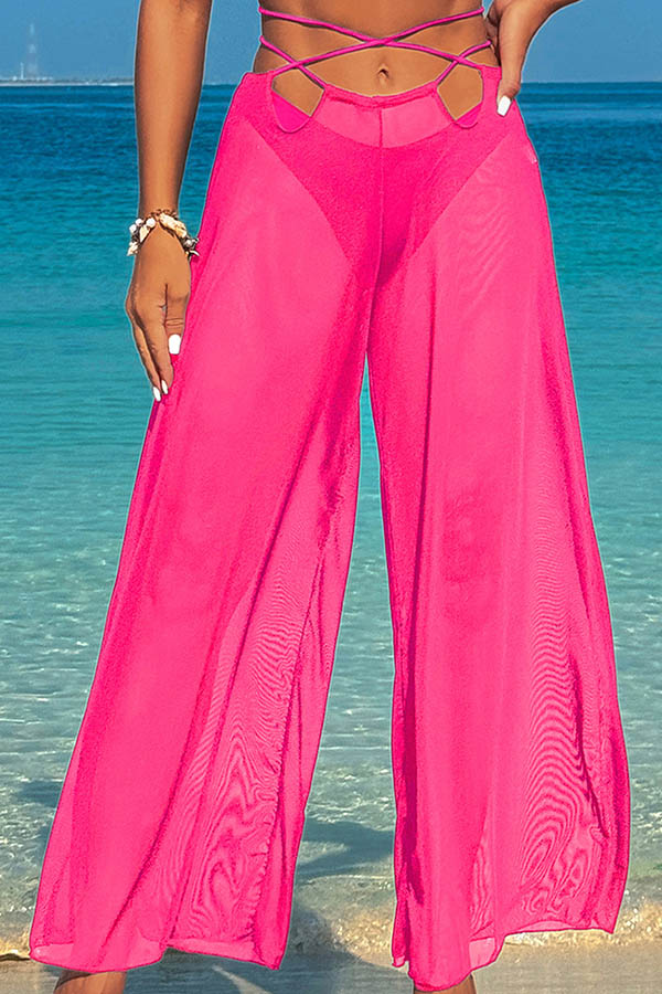 3 Piece Halter High Cut Backless Bikini With Loose Beach Pants