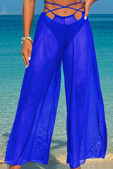 3 Piece Halter High Cut Backless Bikini With Loose Beach Pants