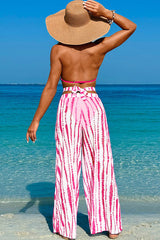 3 Piece Halter Backless Bikini With Chiffon Beach Pants