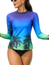 Charmo Womens UPF 50+ Long Sleeve Swimsuit Tops Sun Protection Rashguard Hiking Runing Swim Shirts(No Thumb Holes)