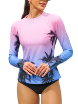 Charmo Womens UPF 50+ Long Sleeve Swimsuit Tops Sun Protection Rashguard Hiking Runing Swim Shirts(No Thumb Holes)