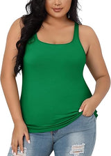 Charmo Plus Size Tank Tops for Womens Adjustable Strap Cotton Undershirt with Shelf Bra