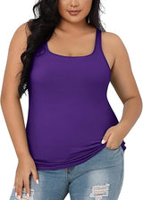 Charmo Plus Size Tank Tops for Womens Adjustable Strap Cotton Undershirt with Shelf Bra
