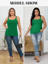 Charmo Plus Size Tank Tops for Womens Adjustable Strap Cotton Undershirt with Shelf Bra