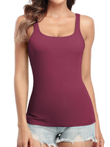 Charmo Camisole Cotton Tank Tops for Womens Bulit in Bra Basic Undershirts S-3XL