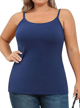 Charmo Plus Size Tank Tops for Womens Adjustable Strap Cotton Undershirt with Shelf Bra