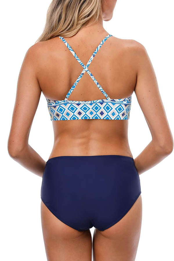 High Neck Adjustable Shoulder Straps Two Piece Swimsuits