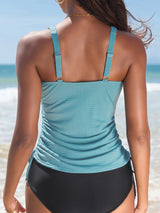 Charmo Womens Tankini Tops Only Ruched Tummy Control Sporty Swimsuit Tops Tie-Side Drawstrings Bathing Suit Tops (No Bottom)