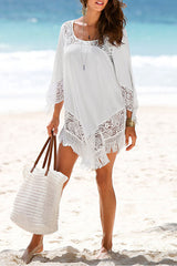 Solid Color Lace Beachwear