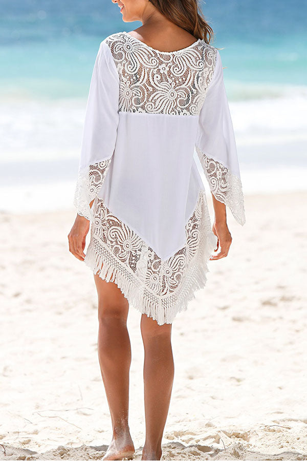 Solid Color Lace Beachwear