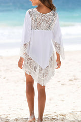 Solid Color Lace Tassel Beachwear