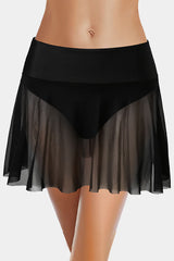 Mesh High Waisted Swim Skorts-Charmo