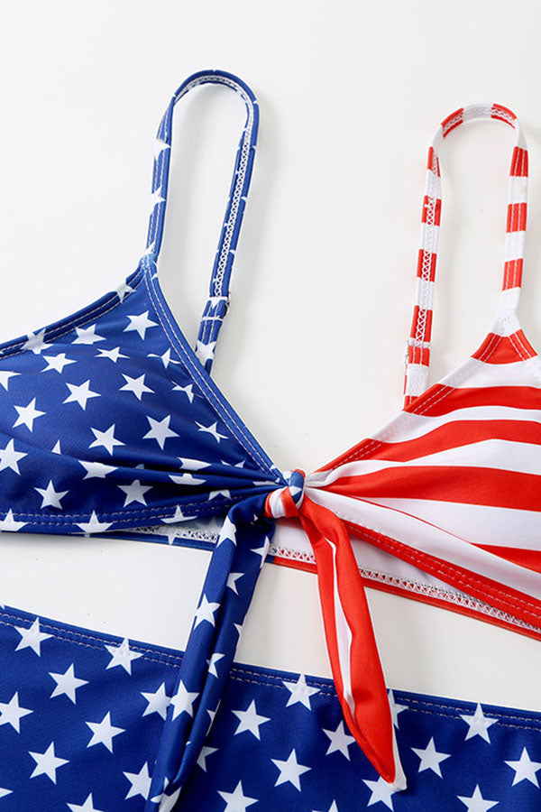 Twist High Waist American Flag Bikini Swimsuit-Charmo