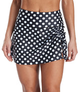 Solid Drawstrings Sides Swim Skirt Shorts-Charmo