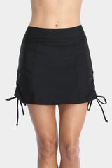 Solid Sides Drawstrings Swim Skirt Shorts-Charmo