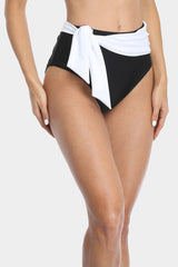 High Waisted Two Tone Tie Front Swim Trunks-Charmo