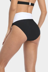 High Waisted Two Tone Tie Front Swim Trunks-Charmo