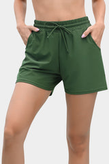 Solid Elastic Waist Quick Dry Pocket Swim Shorts-Charmo