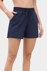 Solid Elastic Waist Quick Dry Pocket Swim Shorts-Charmo