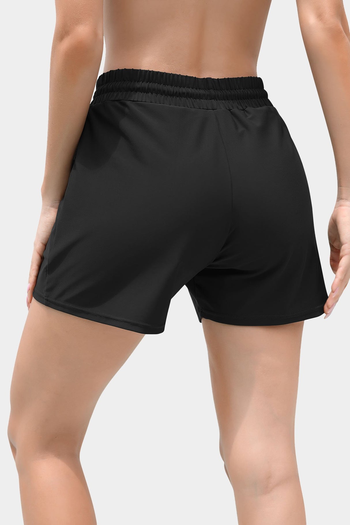 Solid Elastic Waist Quick Dry Pocket Swim Shorts-Charmo