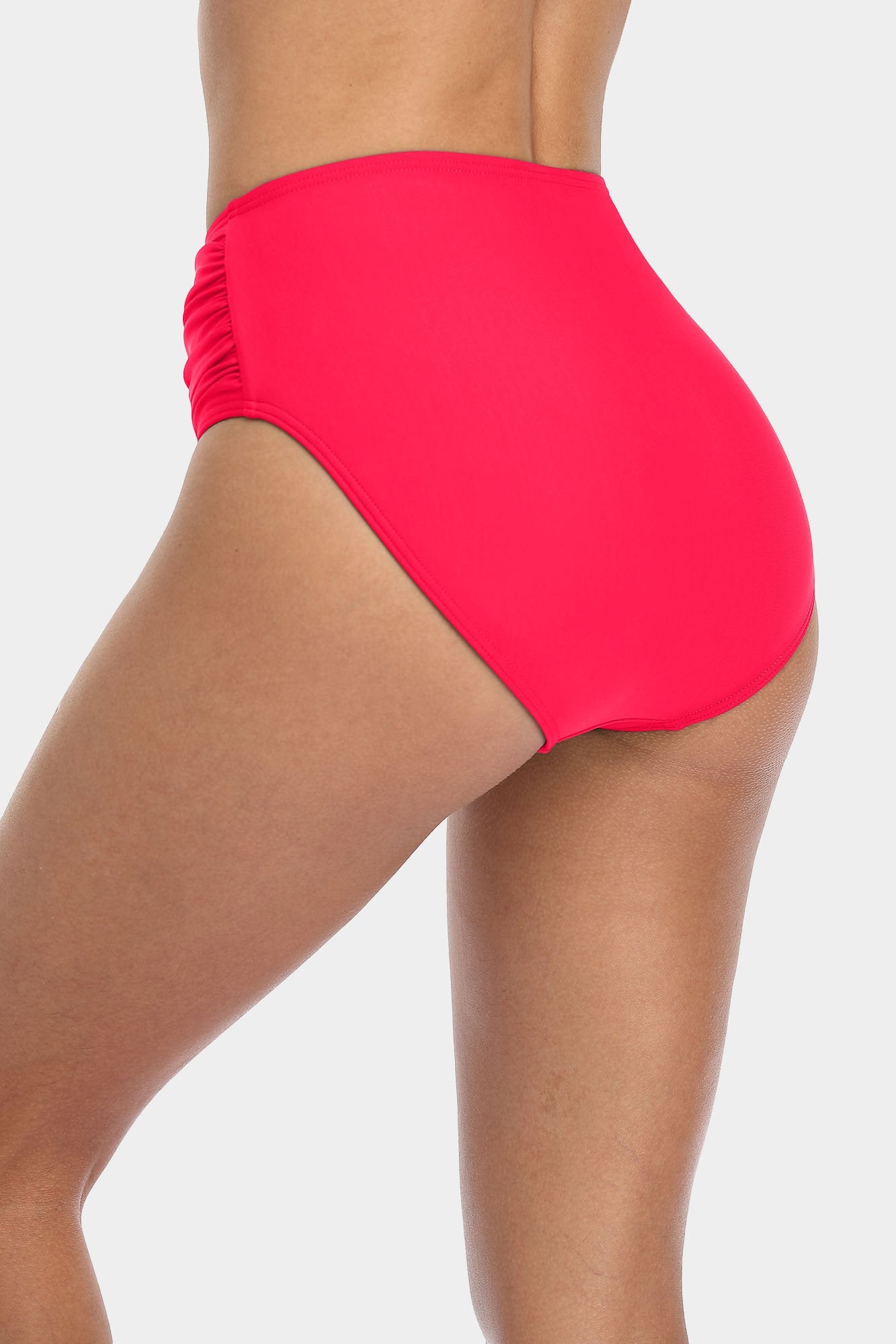 Solid High Waisted Pleated Swim Trunks-Charmo