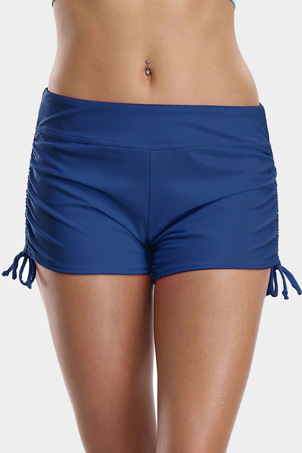 Solid Drawstring Swim Shorts-Charmo