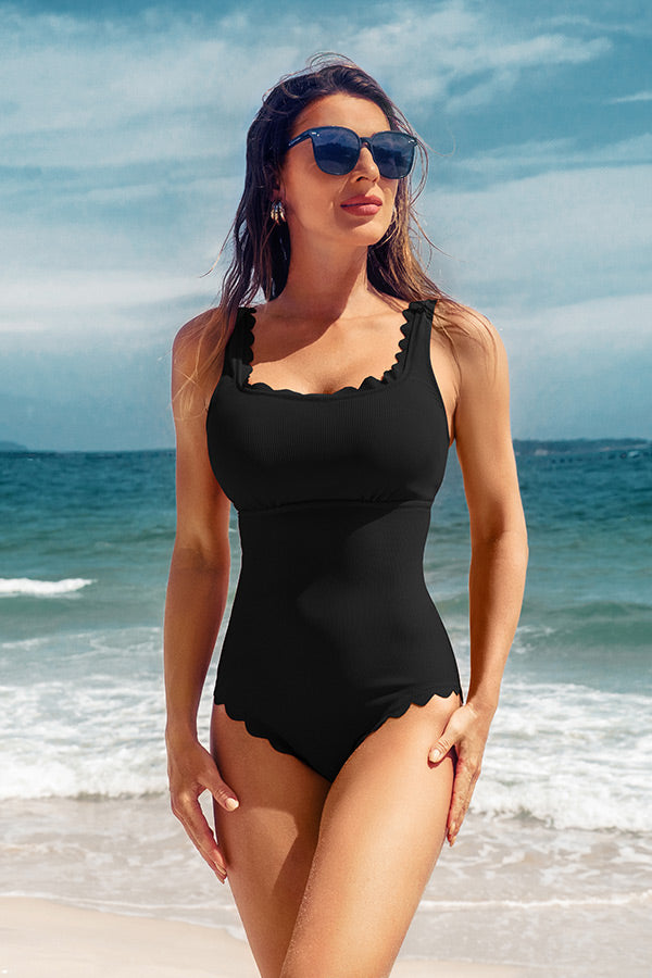 Cute Square Neck Padded One Piece Swimsuit