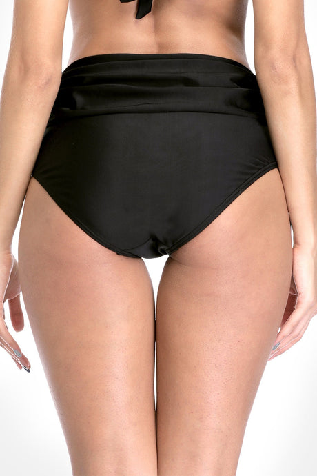 Side Drawstring High Waist Swim Shorts-Charmo