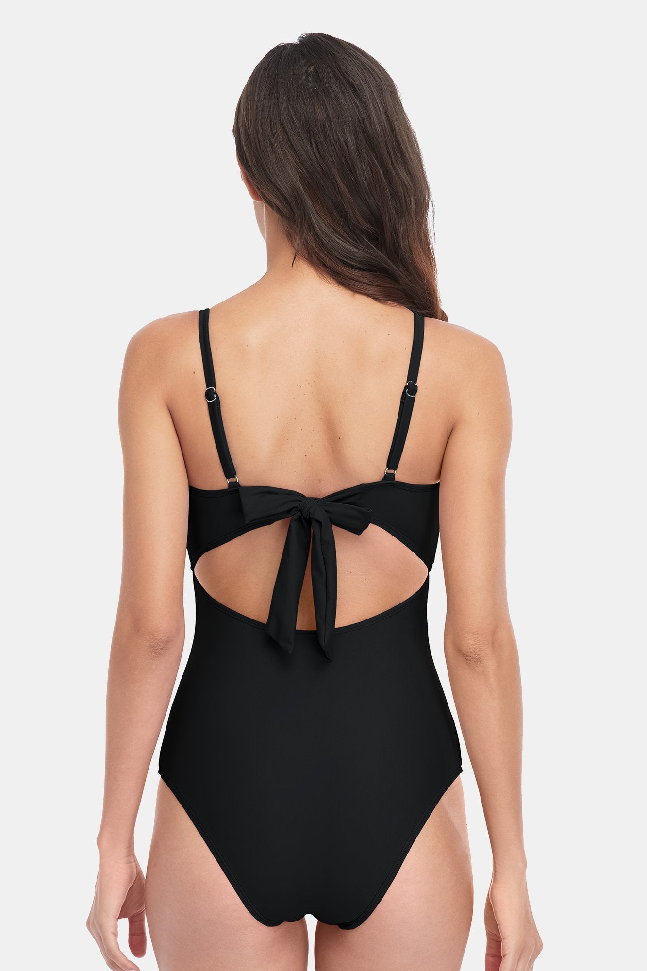 Circle Ring Cut Out Halter One Piece Swimsuit-Charmo