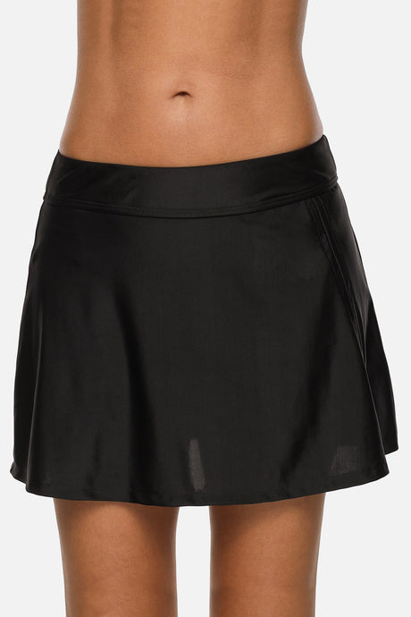 Solid Ruffled Quick Dry Swim Skirts-Charmo